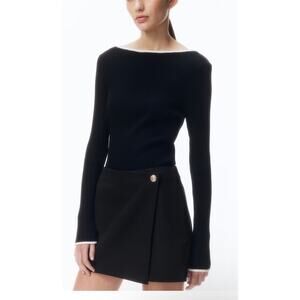 H & M Black Skort Size 4 Shorts Gold Button Dressy Wrap